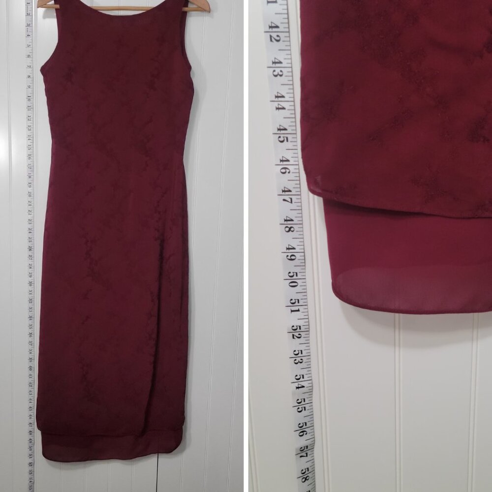Vtg Ann Taylor Y2k Whimsigoth Floral Embroidered Sheer Maroon Sheath MaxiDress 8 - Picture 15 of 16